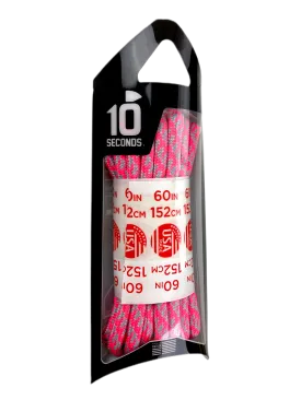 10 Seconds ® Athletic Jumbo Round Laces | Neon Pink/Silver Houndstooth