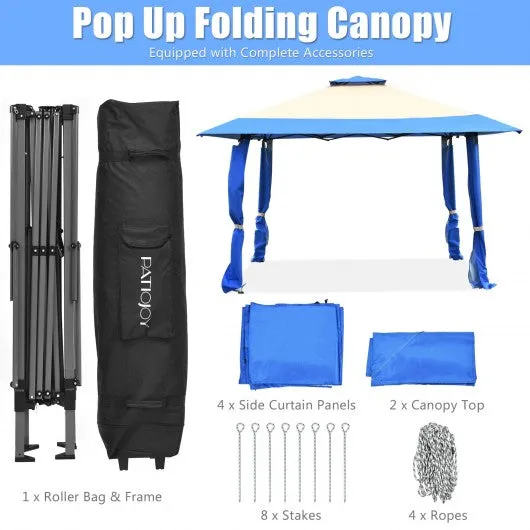 13'x13' Pop Up Canopy Tent Instant Outdoor Folding Canopy Shelter-Blue