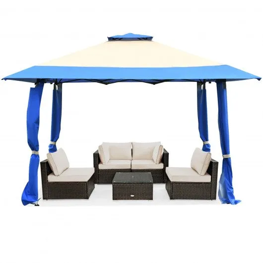 13'x13' Pop Up Canopy Tent Instant Outdoor Folding Canopy Shelter-Blue