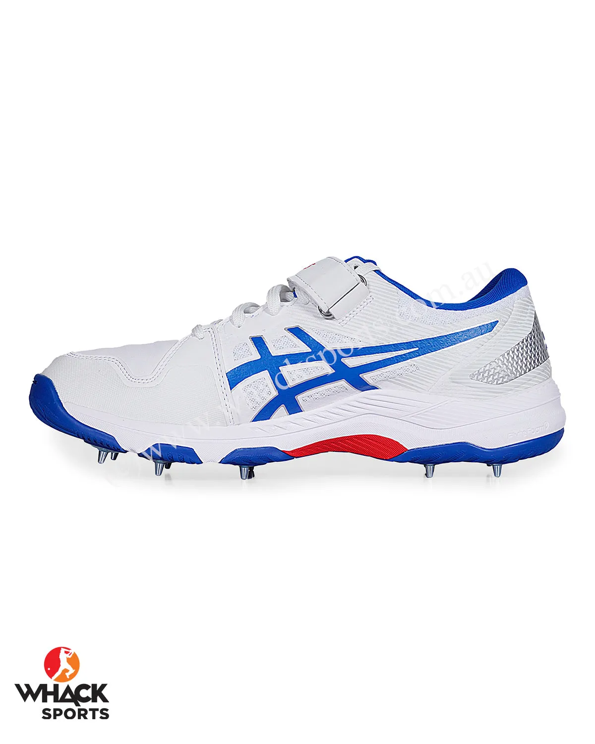 ASICS Gel Speed Menace Cricket Shoes - Steel Spikes - White/Tuna Blue