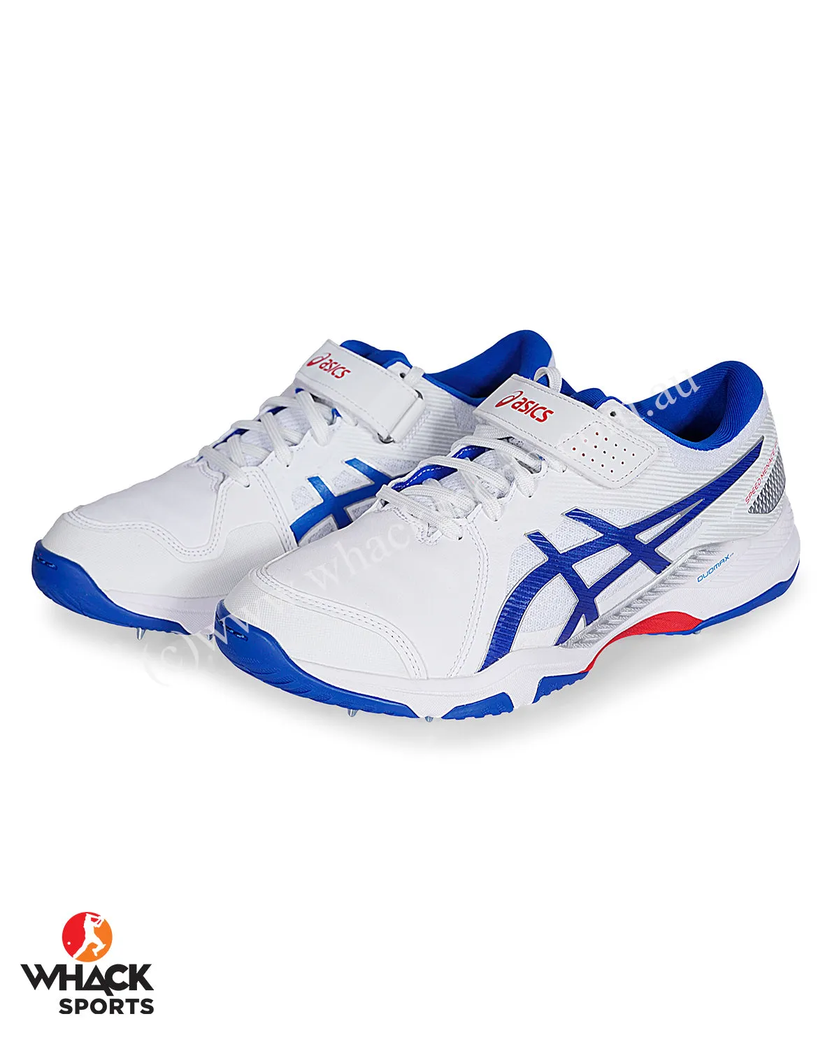 ASICS Gel Speed Menace Cricket Shoes - Steel Spikes - White/Tuna Blue