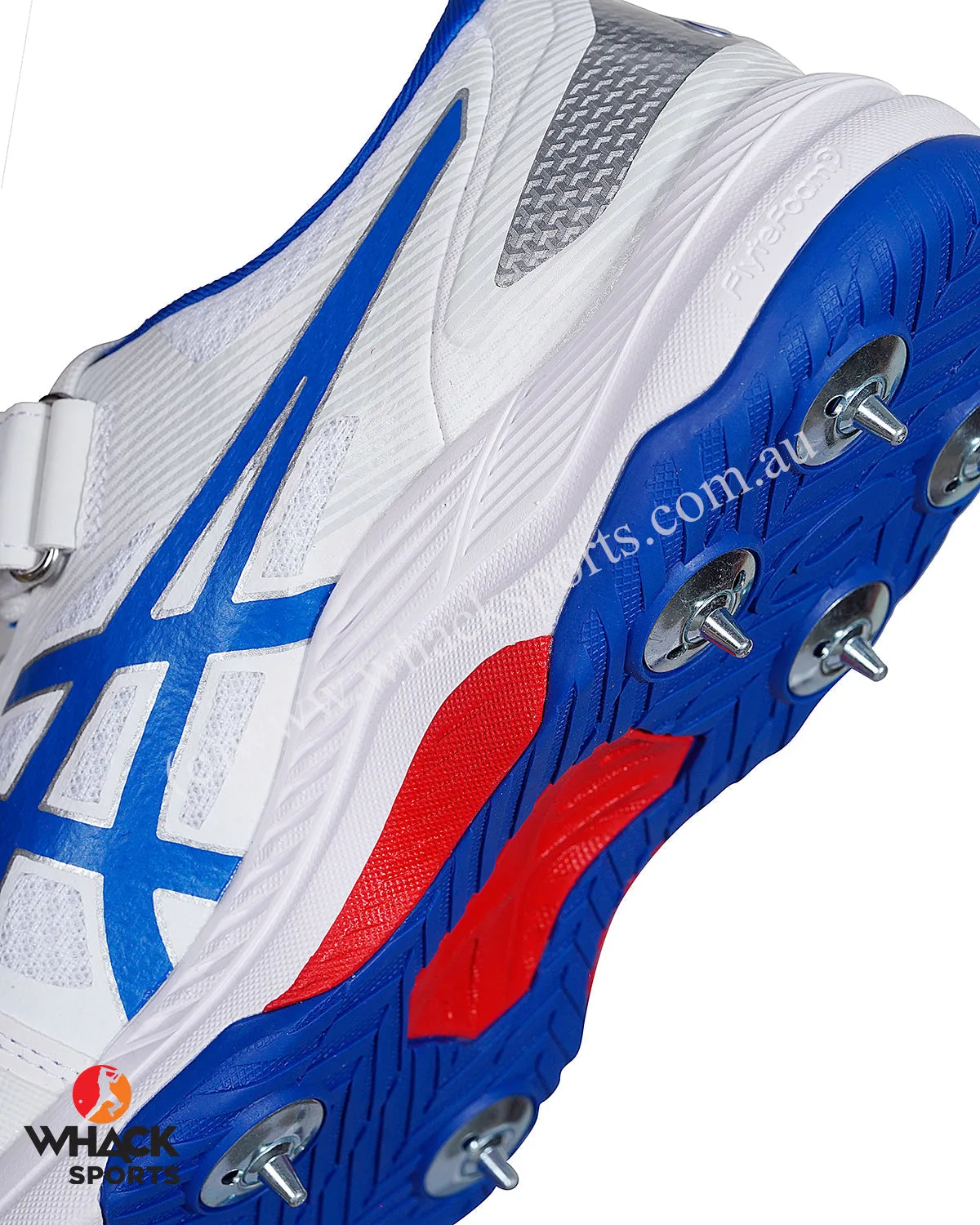 ASICS Gel Speed Menace Cricket Shoes - Steel Spikes - White/Tuna Blue