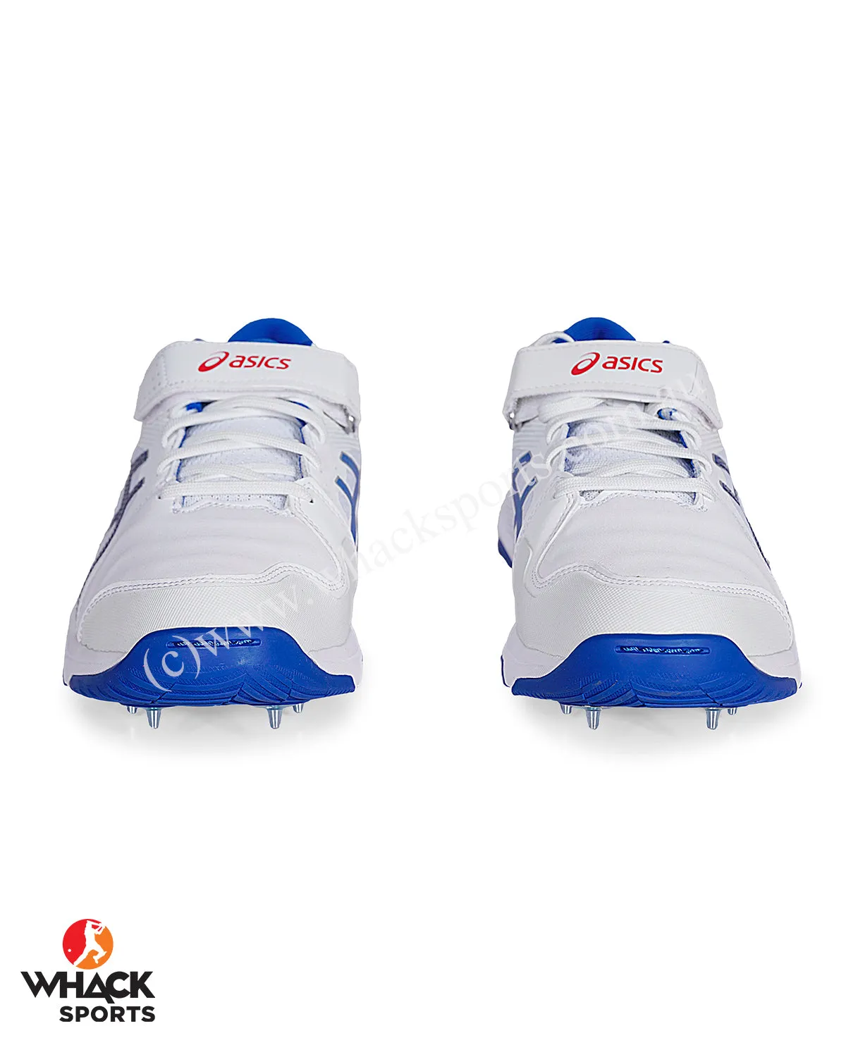 ASICS Gel Speed Menace Cricket Shoes - Steel Spikes - White/Tuna Blue