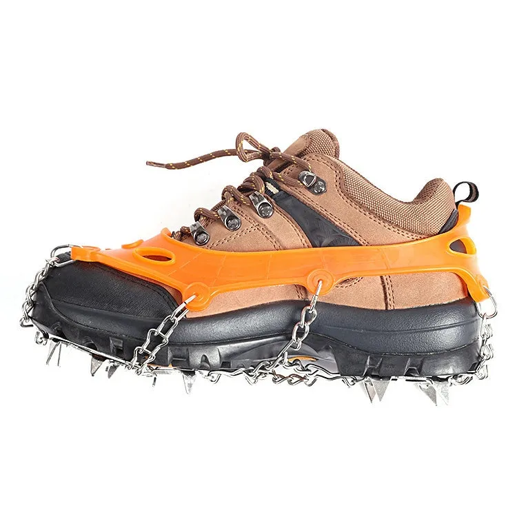 F12-3 12 Teeth Snow Anti-slip Rubber Shoe Cover Stainless Steel Welded Ice Grip, Size: L Orange