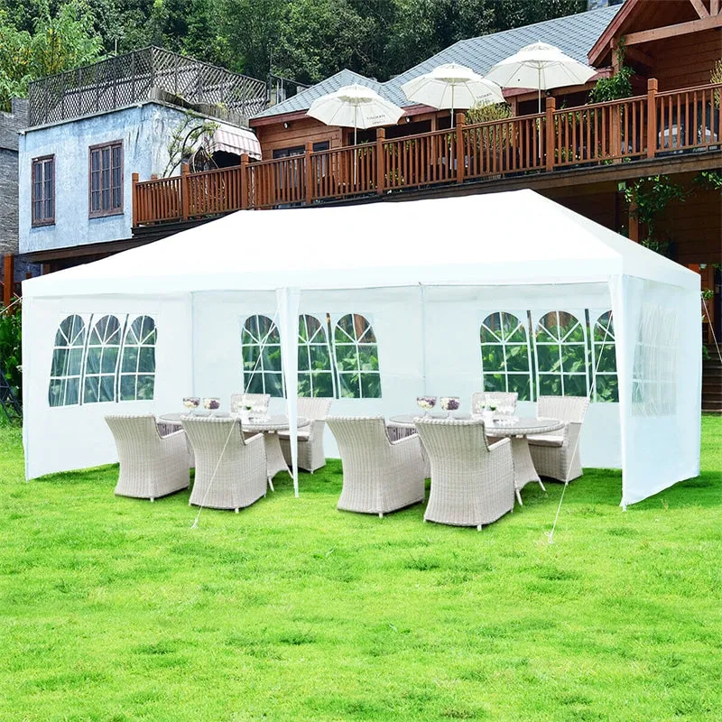 GrandShoppersHub  10' x 20' Canopy Tent Heavy Duty Wedding Party Tent with 4 Sidewalls & Carry Bag, Portable Canopy Shelter Tent Pavilion Event Tent  for Outdoor Use