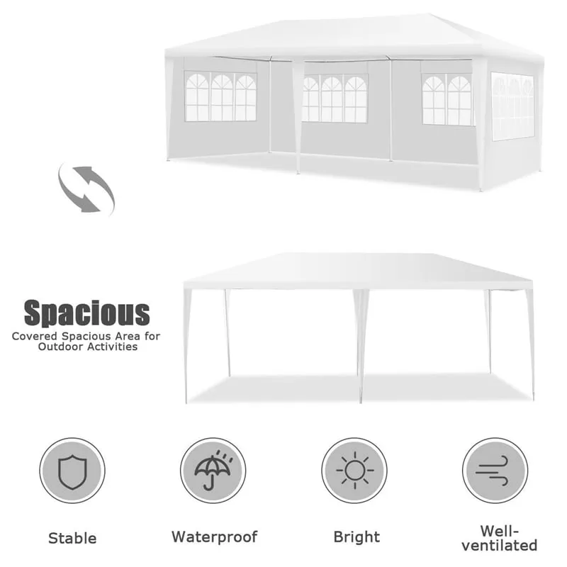 GrandShoppersHub  10' x 20' Canopy Tent Heavy Duty Wedding Party Tent with 4 Sidewalls & Carry Bag, Portable Canopy Shelter Tent Pavilion Event Tent  for Outdoor Use