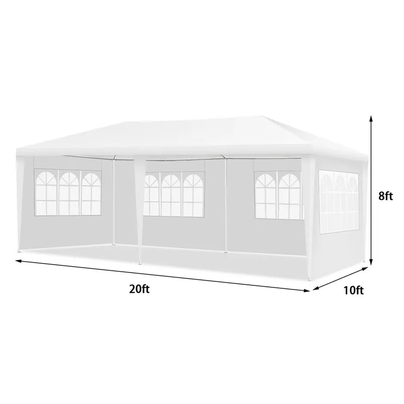 GrandShoppersHub  10' x 20' Canopy Tent Heavy Duty Wedding Party Tent with 4 Sidewalls & Carry Bag, Portable Canopy Shelter Tent Pavilion Event Tent  for Outdoor Use