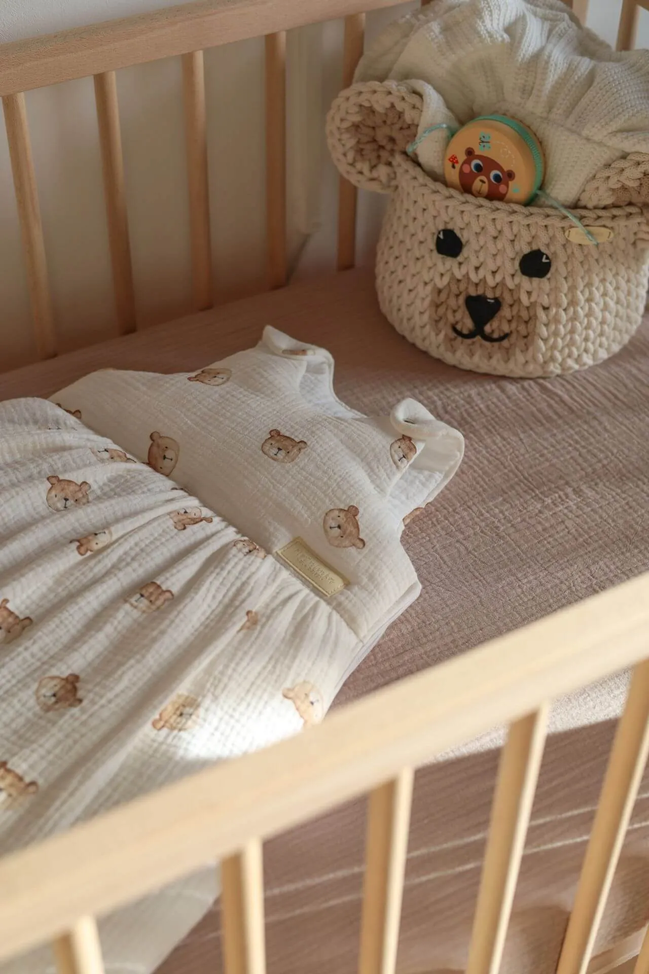 Handmade Muslin Baby Sleeping Bag - Bears - 1.5 Tog