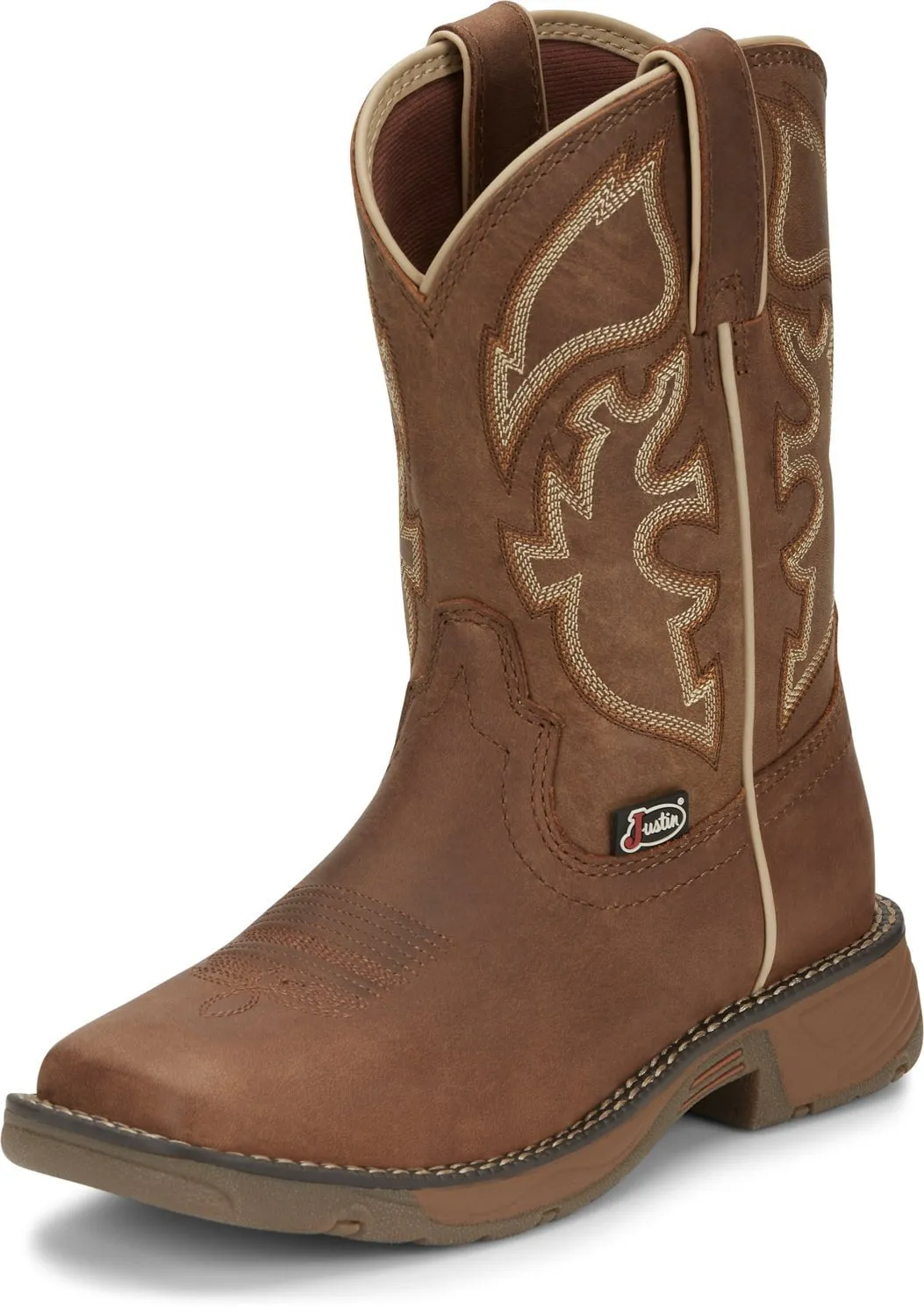 Justin Kids Unisex Saddle Tan Rush Junior Leather Cowboy Boots