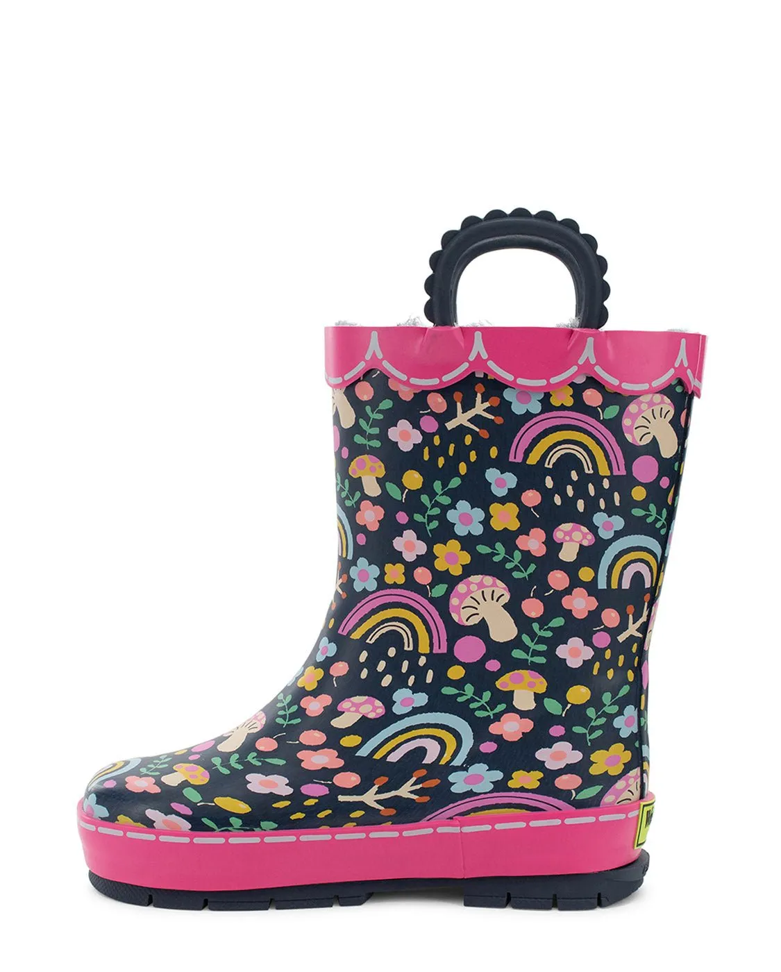 Kids Fantasy Forest Faux Fur Rain Boot - Navy