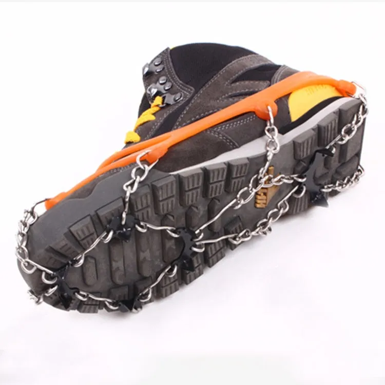 One Pair 8 Teeth Anti-Slip Ice Gripper Hiking Climbing Chain Shoes Covers(Black)