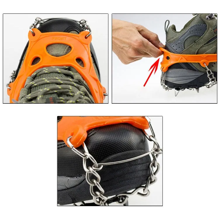 One Pair 8 Teeth Anti-Slip Ice Gripper Hiking Climbing Chain Shoes Covers(Black)