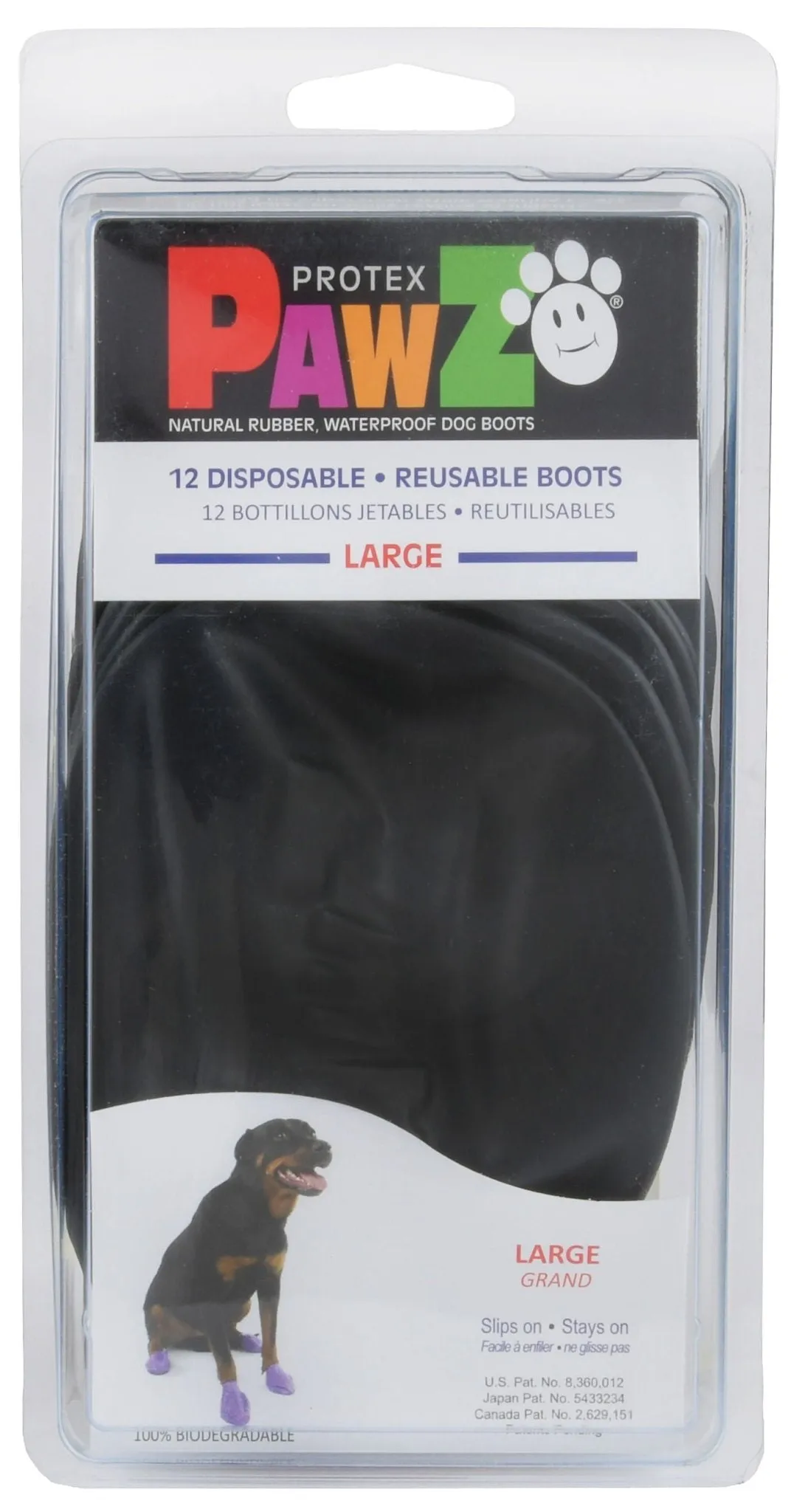 PawZ Dog Boots, Black (12-pack)