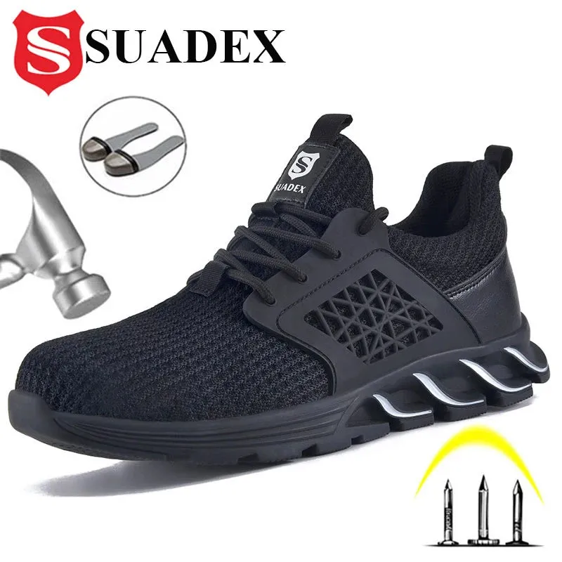 SUADEX Men’s Safety Shoes: Breathable, Non-Slip Work Boots - Casual Puncture-Proof Sneakers, Sizes 38-48