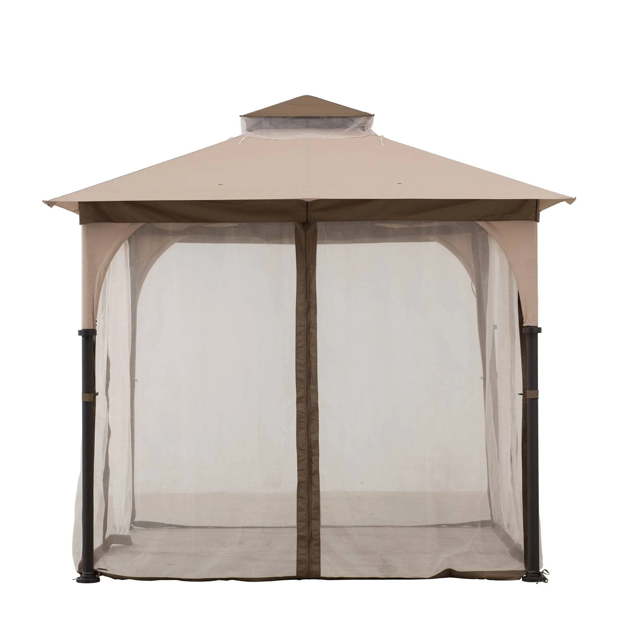 SUNJOY 9.5x9.5 2-Tier Steel Backyard Gazebo with Netting