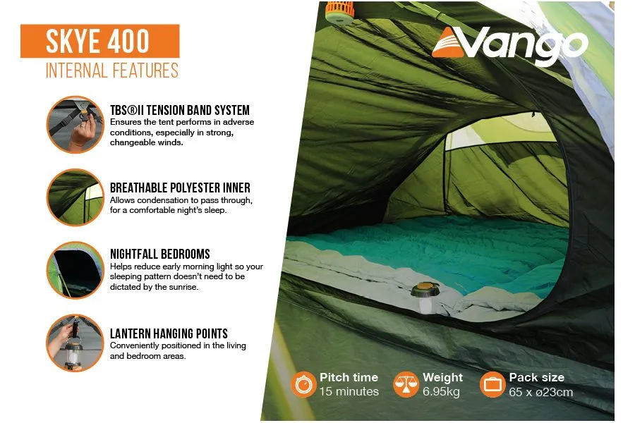 Vango "Skye 400" 4 Person Tent (in Treetops Green)