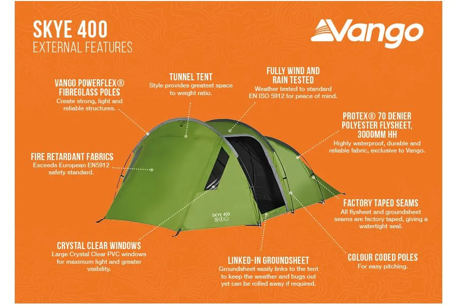 Vango "Skye 400" 4 Person Tent (in Treetops Green)