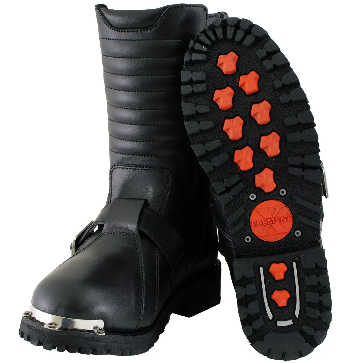 Xelement 1503 'Executioner' Men's Black Leather Motorcycle Boots